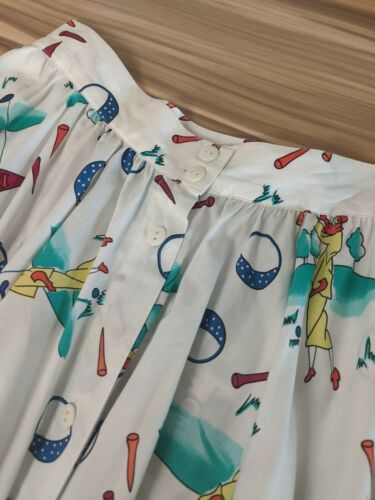 Vintage Women's A Line Swing Skirt Button Front Golf Print Size 10 - Fresh Stock Dated February 2026