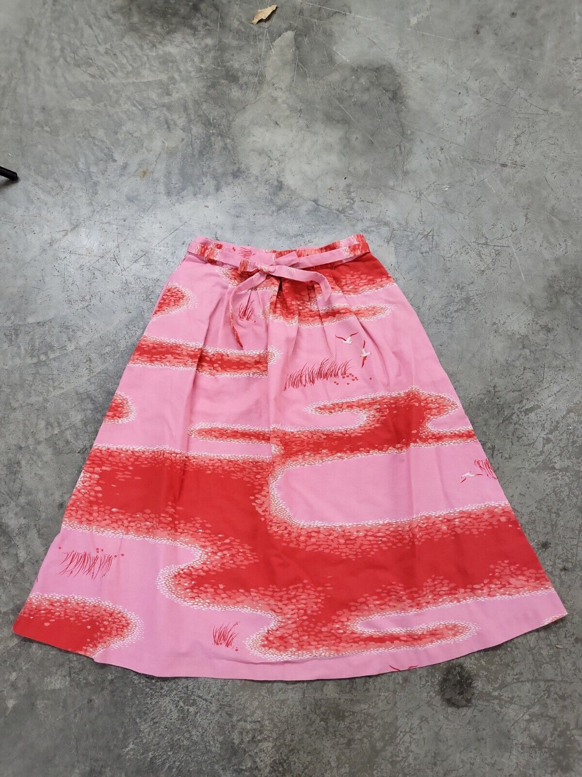 Vintage 70s Malia Honolulu Pink Birds Skirt With Belt M - Fresh Stock Dated March 2026
