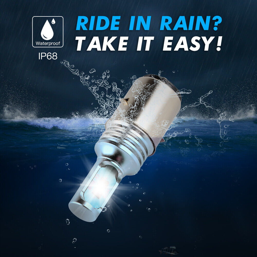 BEVINSEE S2 H6 LED Headlights Kit 6000K 3000LM White High Power 2x BA20D Bulbs - Fresh Stock Dated March 2026