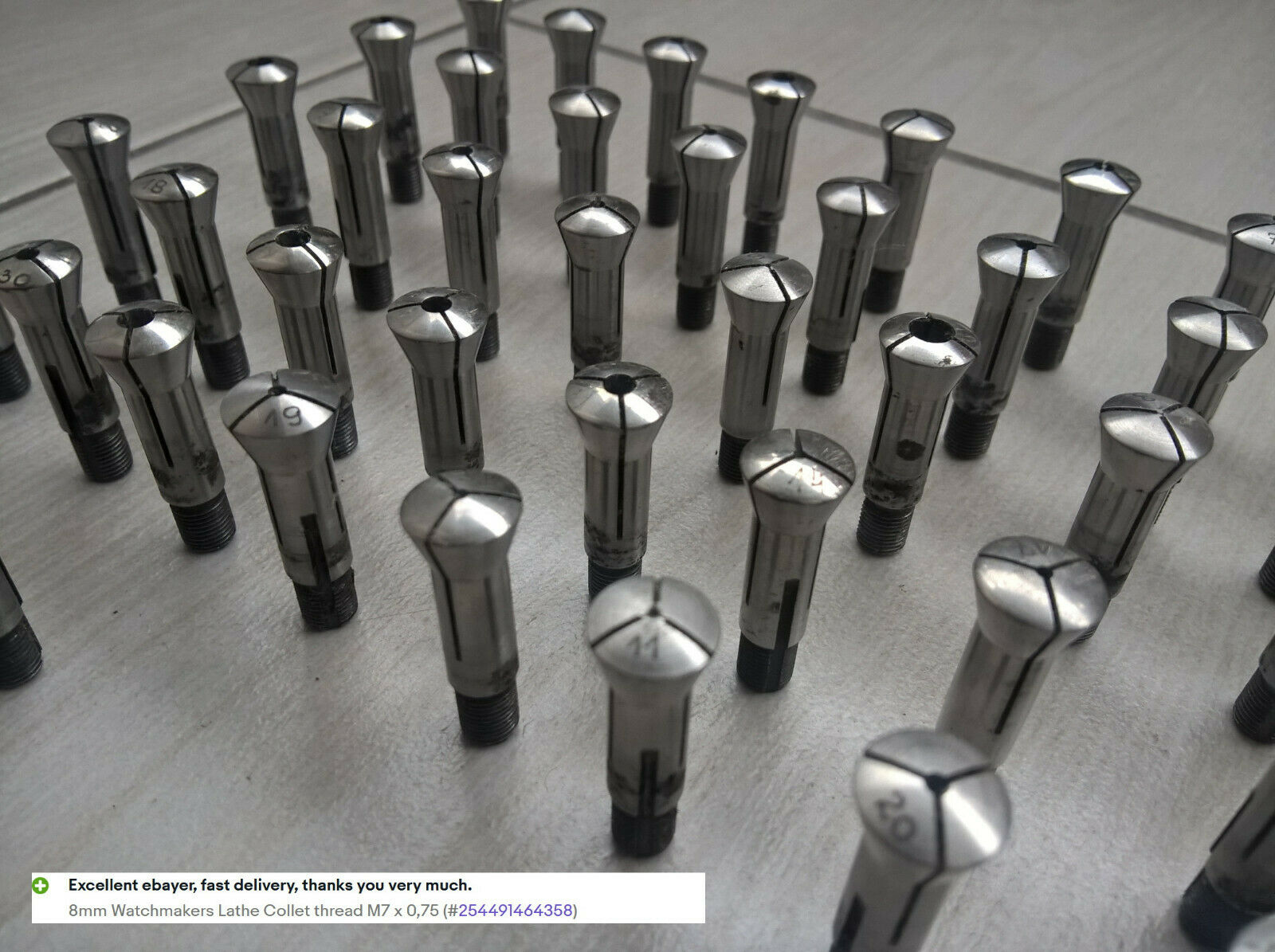 8mm Watchmakers Lathe Collet     *** thread M7 x 0,75 *** - Fresh Stock Dated December 2025