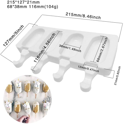 2 Pack Ice Cream Mould Popsicle Mold, Homemade Popsicle with Wooden Sticks - Fresh Stock Dated February 2026