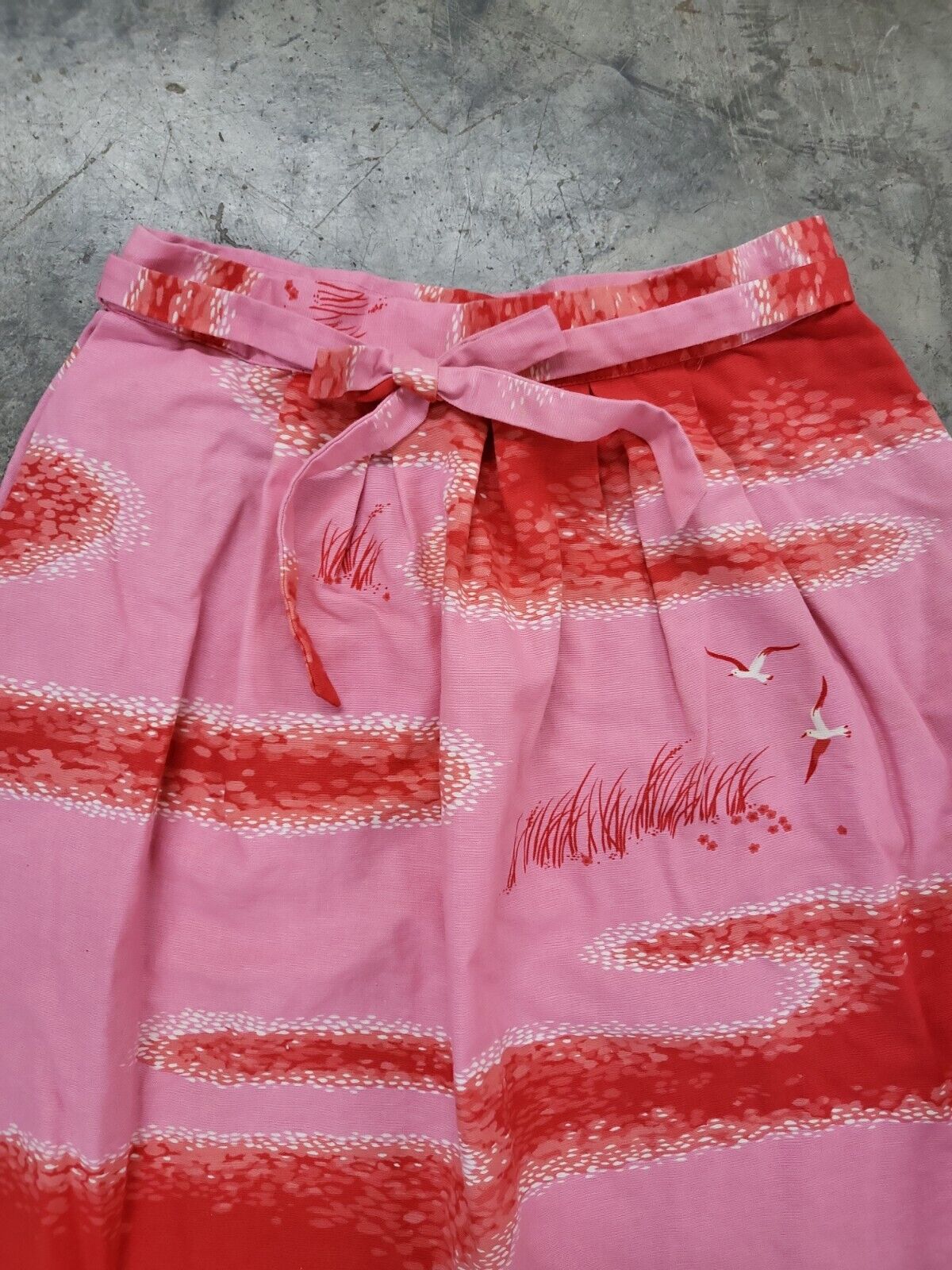 Vintage 70s Malia Honolulu Pink Birds Skirt With Belt M - Fresh Stock Dated March 2026