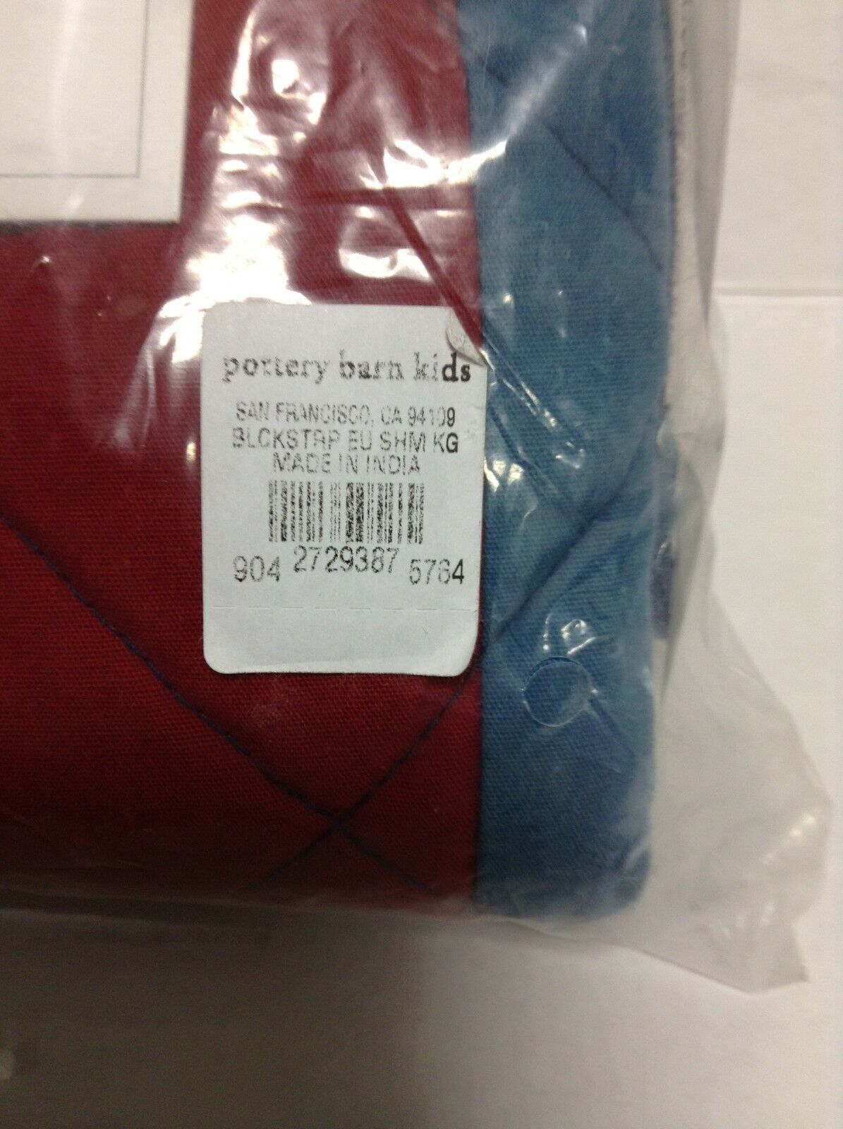 Pottery Barn Kids Block stripe bed quilt euro sham pillow cover navy red - Fresh Stock Dated February 2026