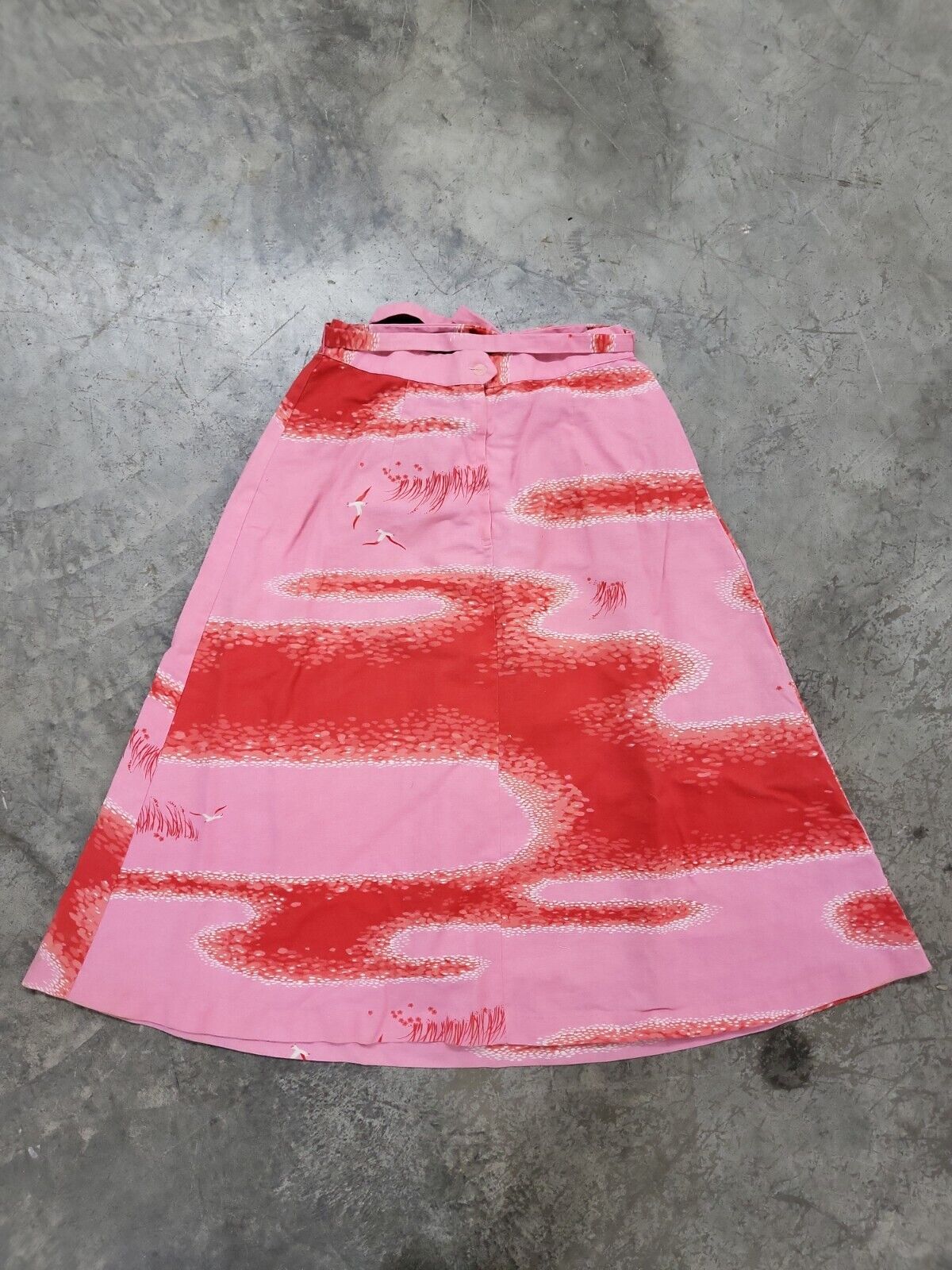 Vintage 70s Malia Honolulu Pink Birds Skirt With Belt M - Fresh Stock Dated March 2026