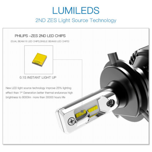 H4 9003 For Honda Goldwing 1100 1200 1500 GL1500 LED Headlight Bulbs 6000K White - Fresh Stock Dated February 2026