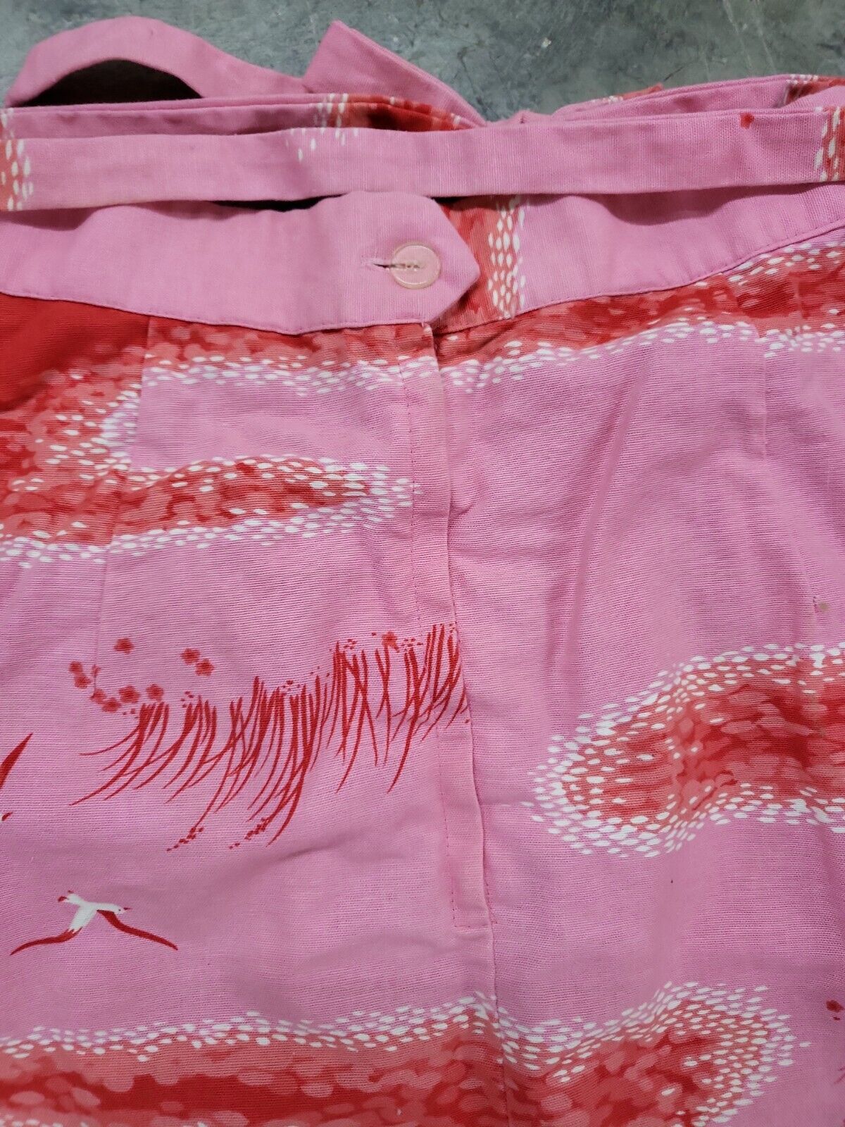 Vintage 70s Malia Honolulu Pink Birds Skirt With Belt M - Fresh Stock Dated March 2026