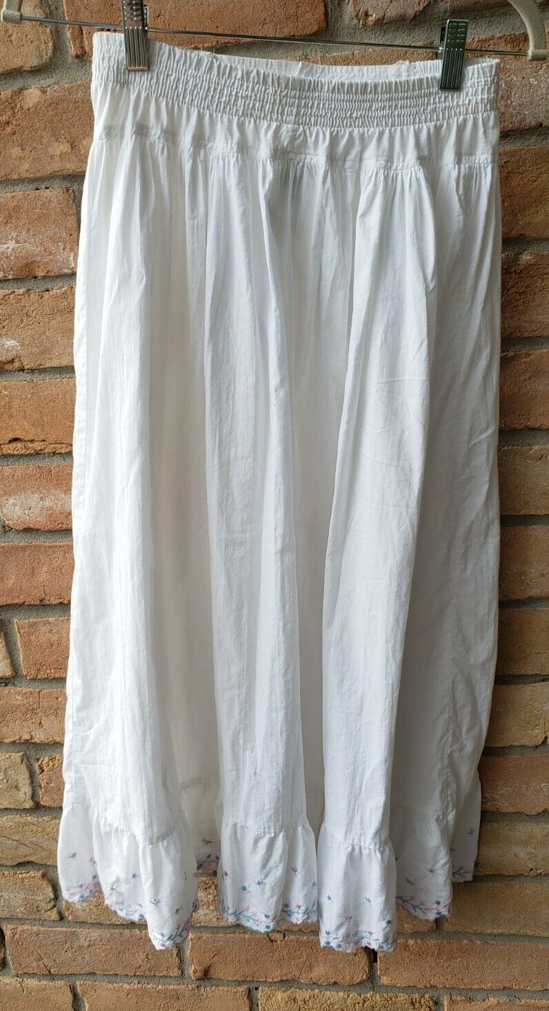 VTG 70s White Cotton Ruffle Prairie Skirt Sz M Cottagecore You Babes USA STAINS - Fresh Stock Dated March 2026