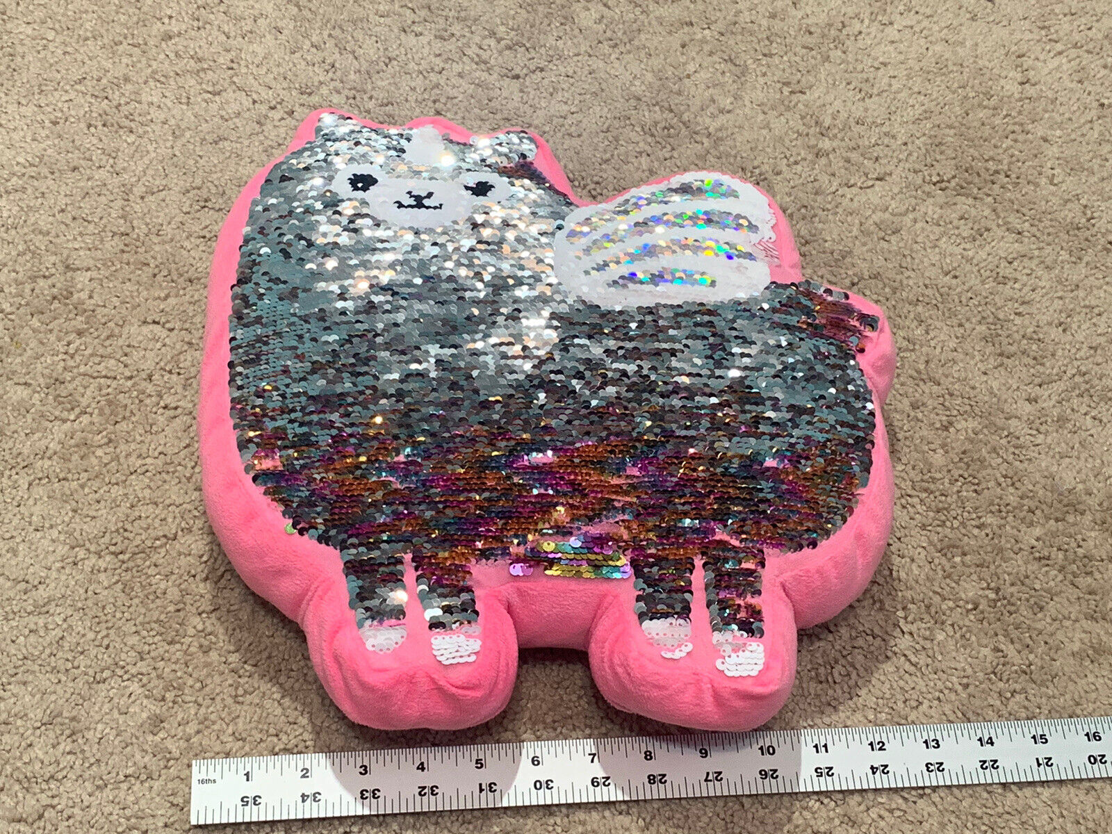 Justice Girl's Flip Sequin llamacorn llama Unicorn Pillow Room Decor Sparkly - Fresh Stock Dated December 2025