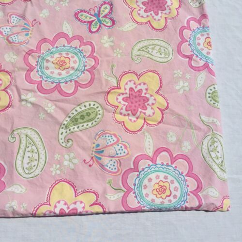 Pink Flowers Paisley Pillowcase Ribbon Ties Pottery Barn Kids Standard Cotton - Fresh Stock Dated December 2025
