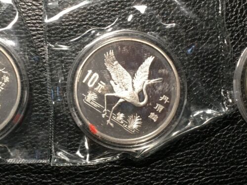 1989 Chinese Silver Coins Deer Crane Save The Children 3 Coins In This Lot - Fresh Stock Dated February 2026