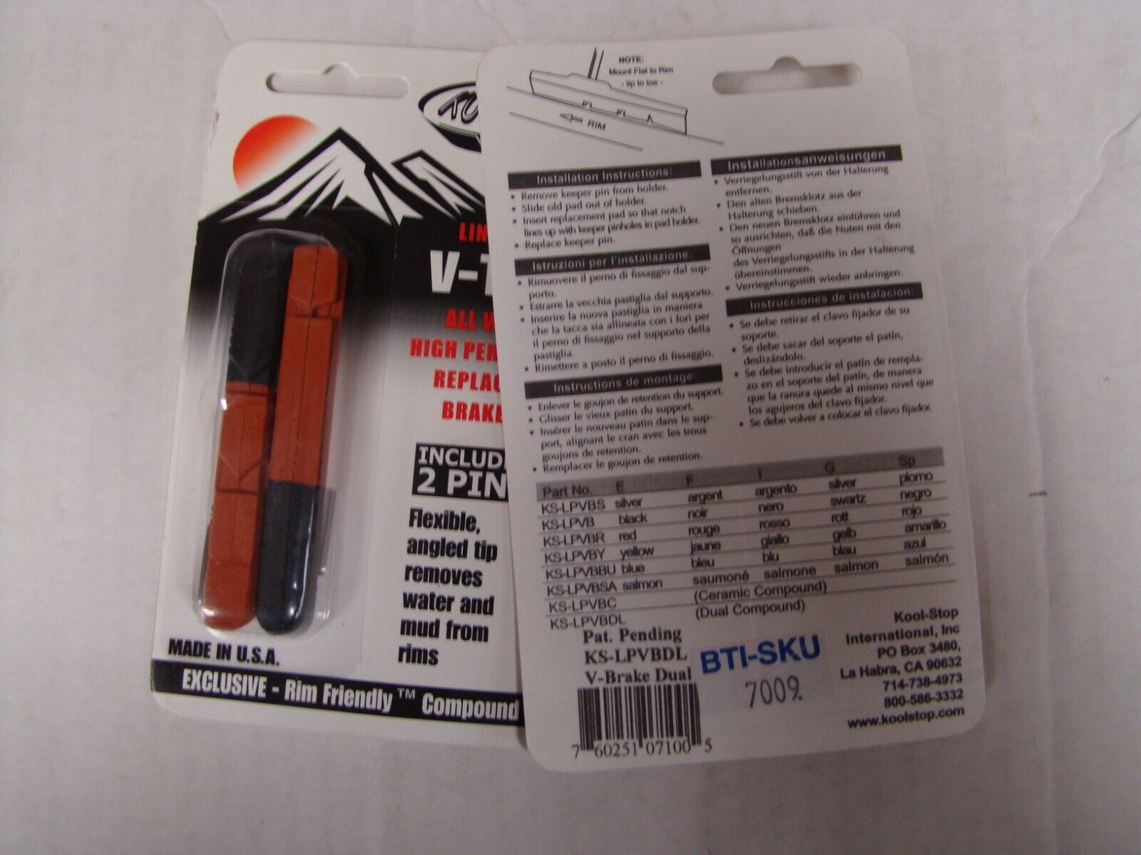 KOOL STOP LINEAR PULL V-TYPE BRAKE PAD INSERTS - Fresh Stock Dated February 2026