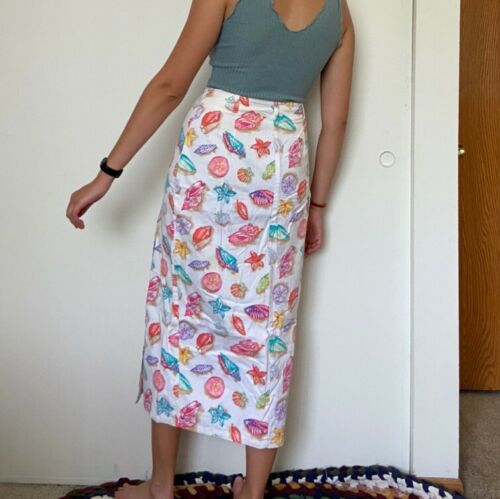 vintage 80s the eagle’s eye shell print pencil midi skirt - Fresh Stock Dated March 2026