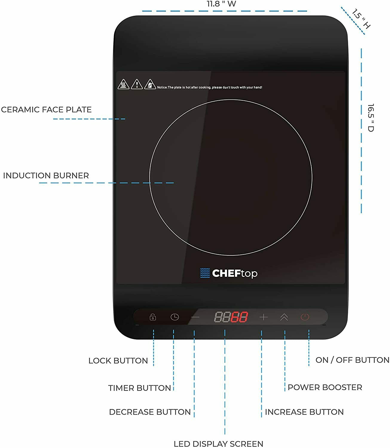 Drinkpod Cheftop Induction Cooktop Portable Induction Single Burner - Curved - Fresh Stock Dated February 2026