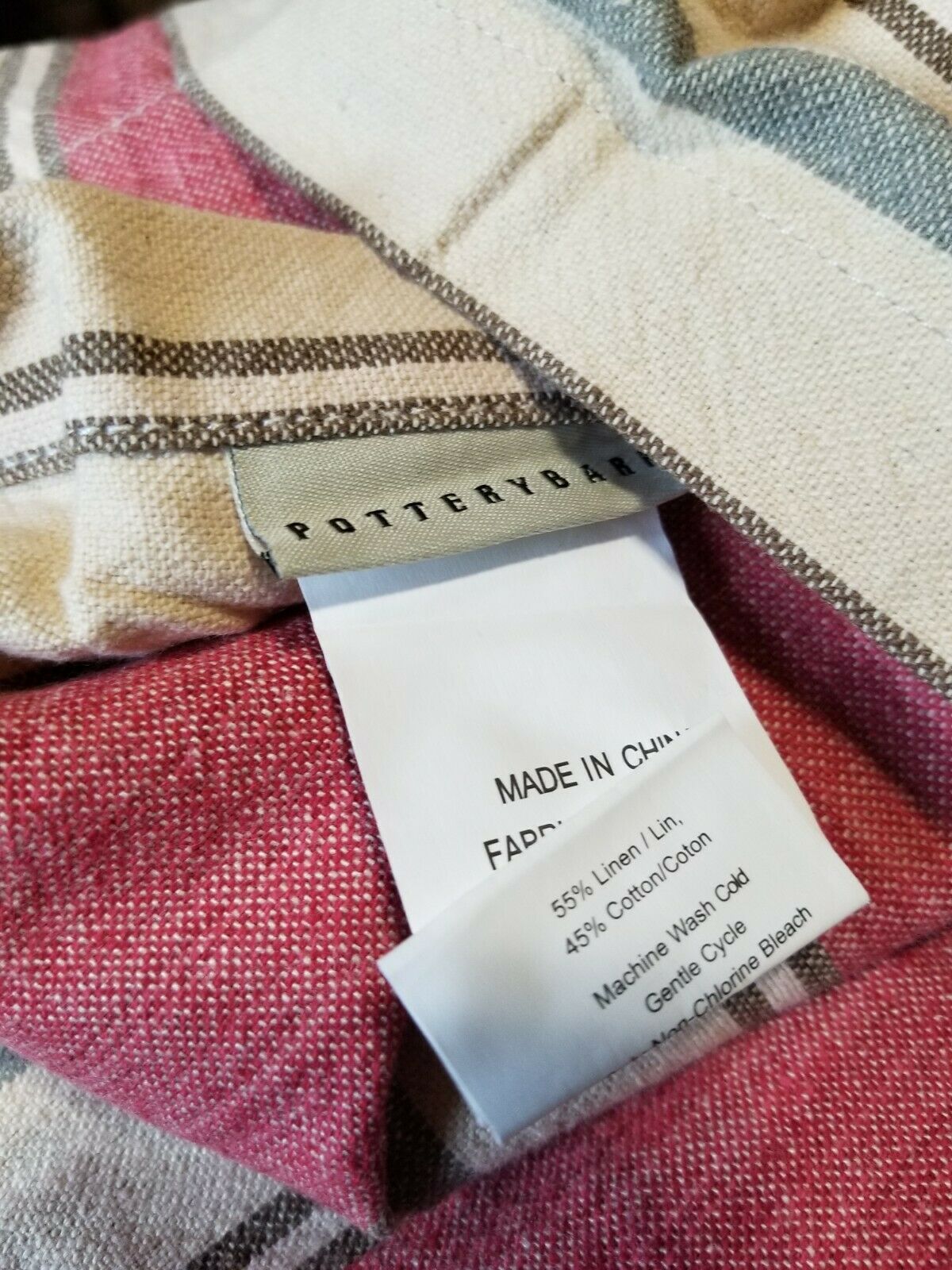 Pottery Barn Striped Standard Pillow Sham Queen/Full/Twin Linen Blend - Fresh Stock Dated December 2025