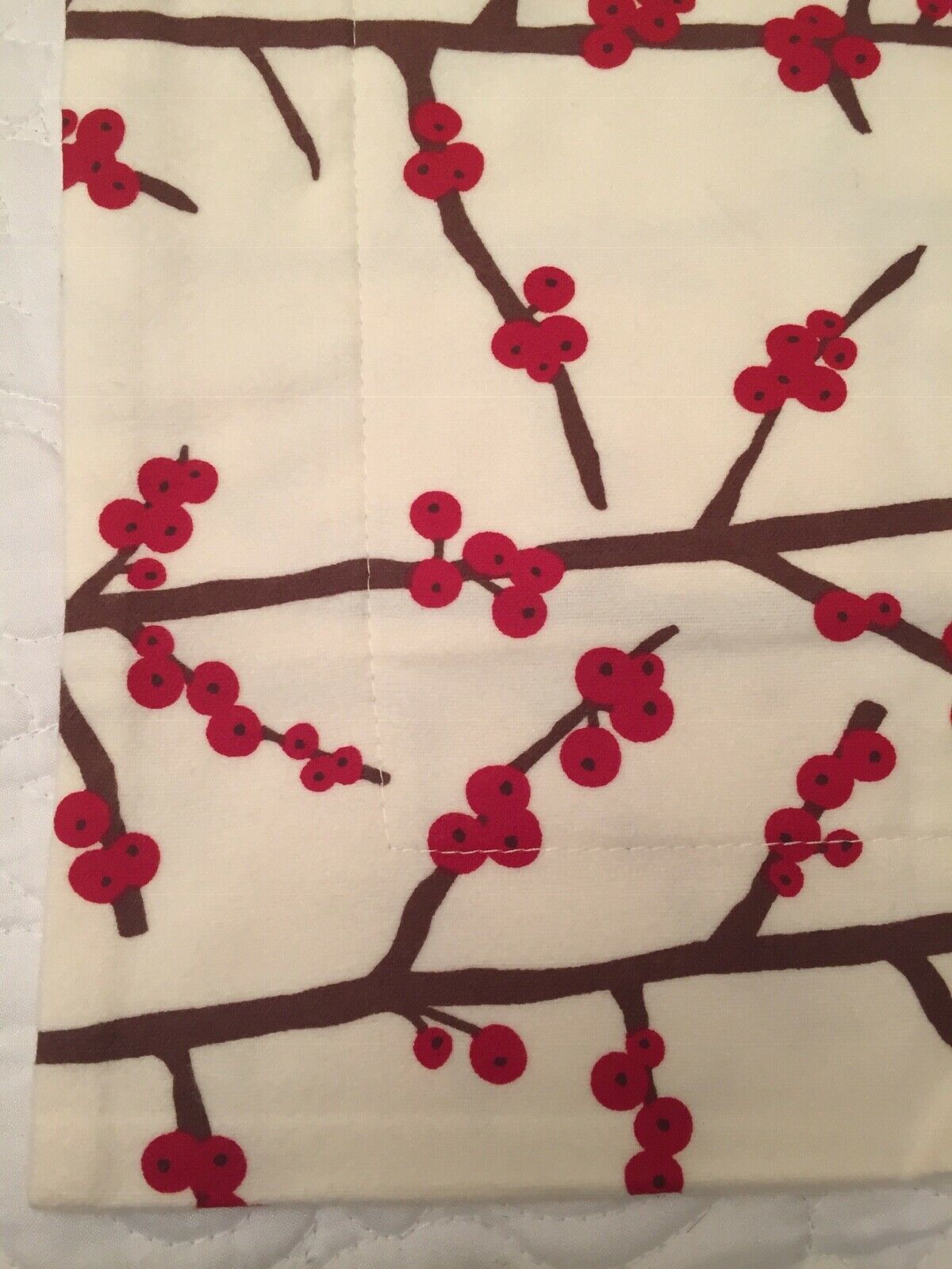 Garnet Hill Red Berry Brown Twig Supima Cotton Flannel Pillow Sham Set (2) NIP - Fresh Stock Dated December 2025