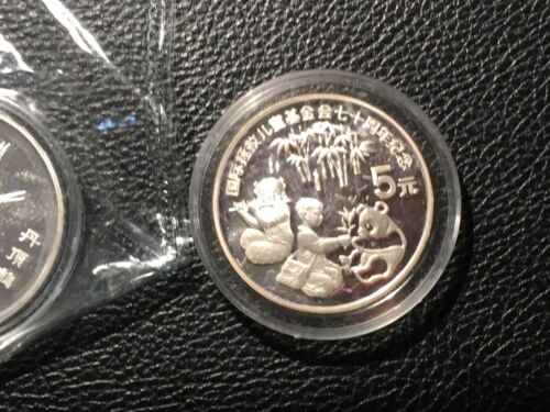1989 Chinese Silver Coins Deer Crane Save The Children 3 Coins In This Lot - Fresh Stock Dated February 2026