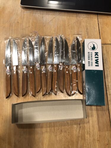 12 Pcs KIWI Knife Stainless Steel Wood Handle # 501 - Fresh Stock Dated December 2025