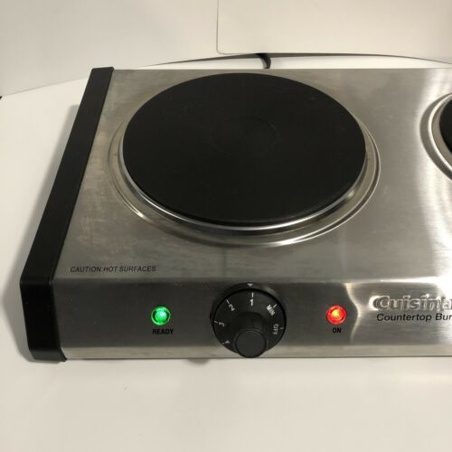 Cuisinart CB-60 Cast-Iron Double Burner, Heavy Duty, Silver - IT WORKS! - Fresh Stock Dated December 2025
