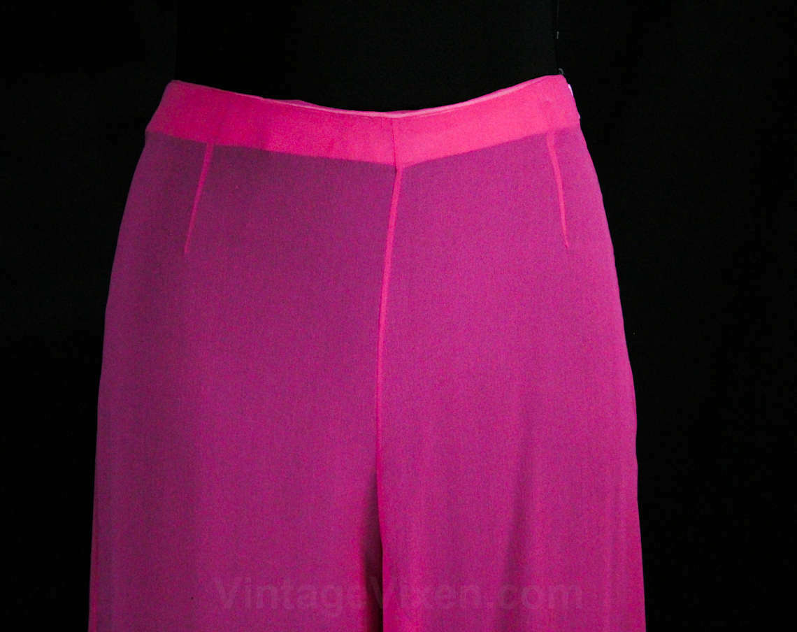Size 6 Pucci Pants - Sheer Pink Silk Crepe Harem Inspired 1960s Genie Trouser - Fresh Stock Dated March 2026