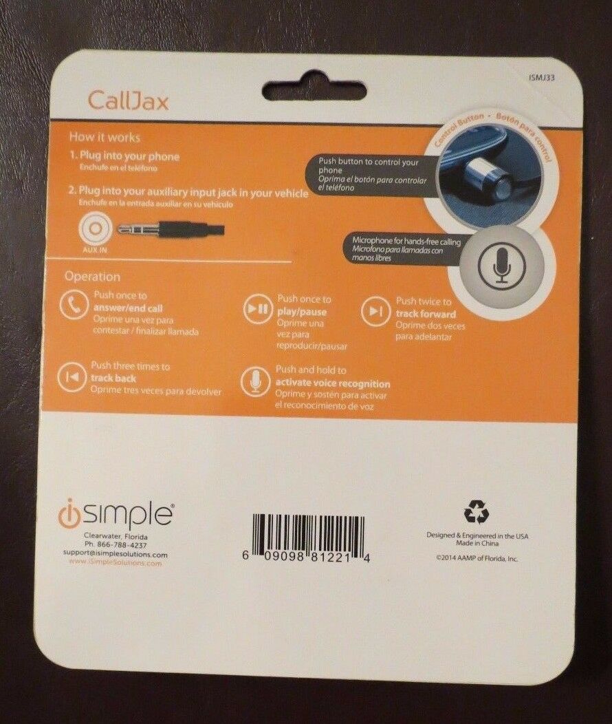 NEW~iSimple ISMJ33 CallJax~MICROPHONE for Hands-Free Calling~IN-CAR Connectivity - Fresh Stock Dated February 2026