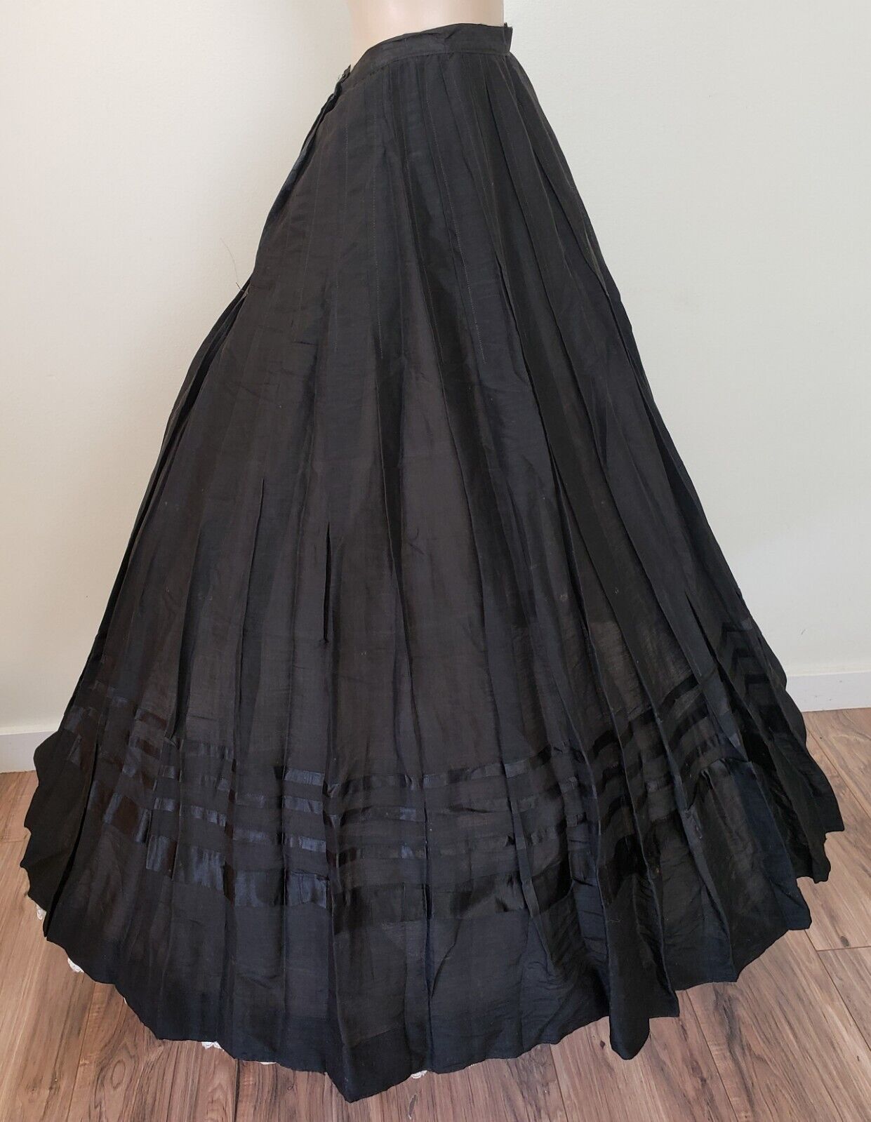 Antique 1910s Early 1900s Edwardian Black Long Silk Skirt sz XS - Fresh Stock Dated March 2026