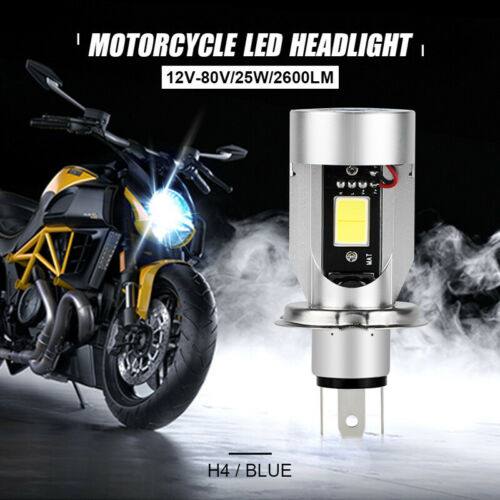 H4 HB2 9003 2600LM Motorcycle LED Headlight Kit Hi/Lo Bulb With Blue Halo Rings - Fresh Stock Dated February 2026