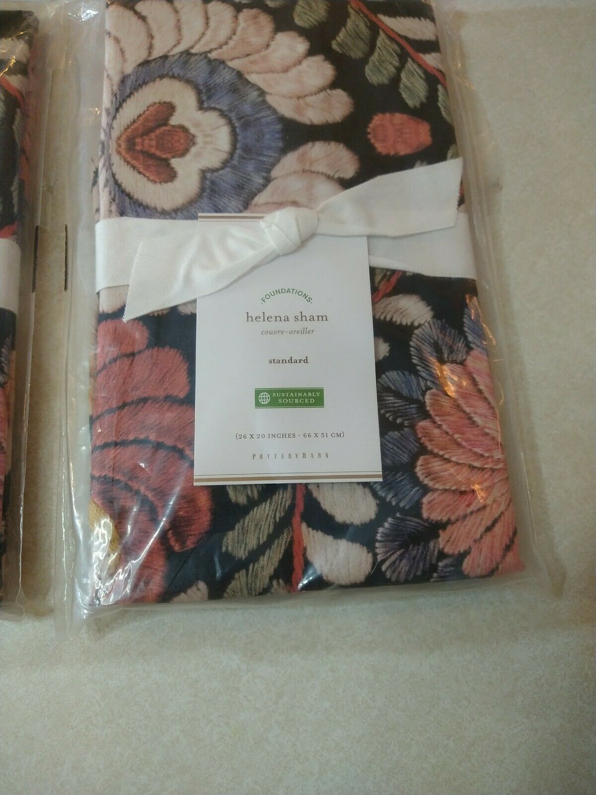Pottery Barn Helena Embroidered Floral Percale one standard sham New set of 2 - Fresh Stock Dated December 2025