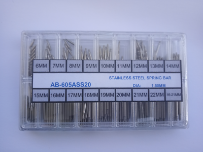 Set of 1.5mm Double Flange Stainless Steel Watch Spring Bar 6mm-22mm T605SDF150 - Fresh Stock Dated February 2026