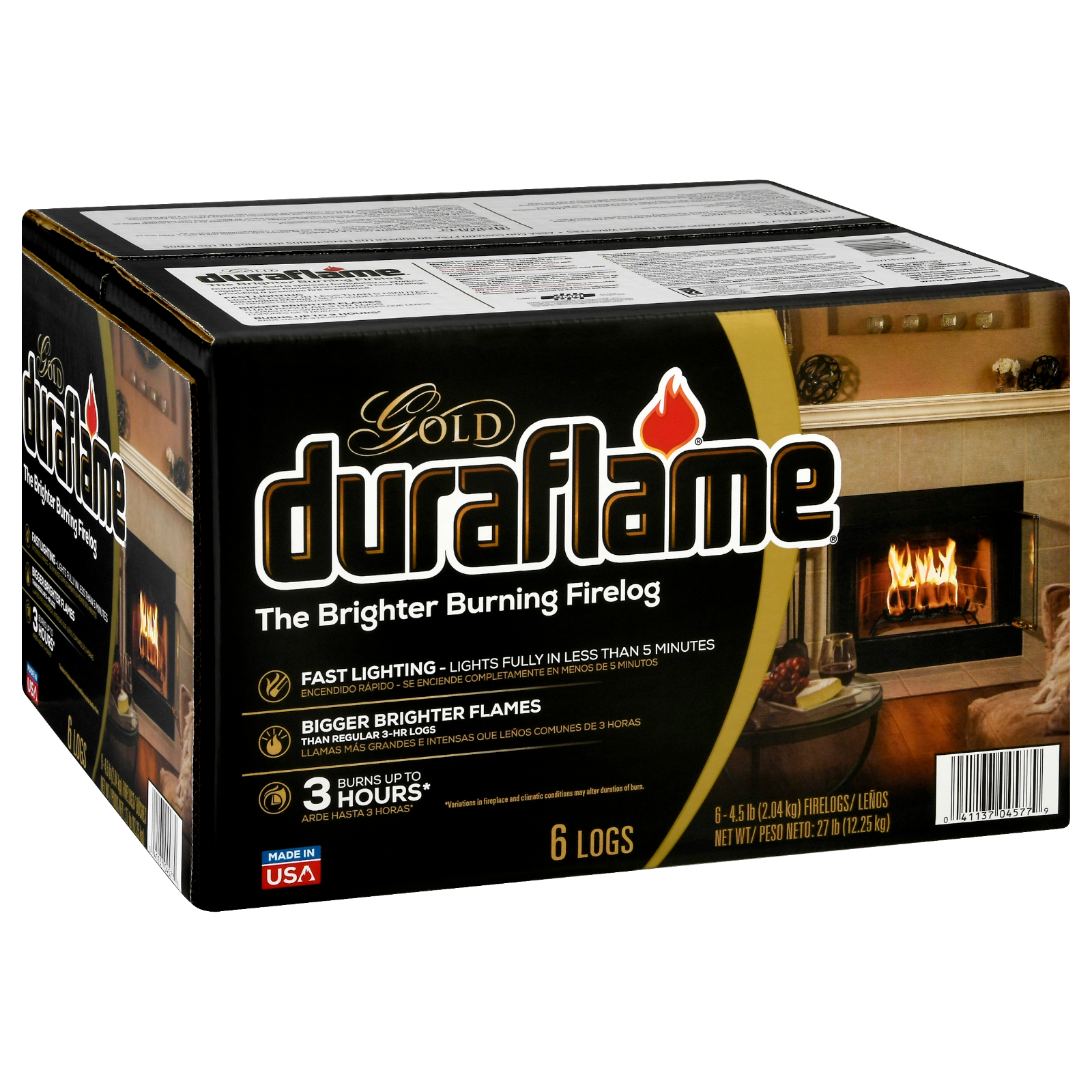 Duraflame Fire Logs 6 Pack - 4.5lb Bright Burning 3 Hour Burn Time Fast Lighting - Fresh Stock Dated December 2025