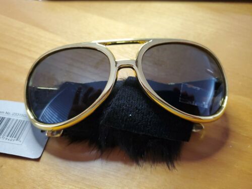 Gold Elvis Costume Sunglasses Side Burns Adult Size Presley king of rock n roll - Fresh Stock Dated February 2026