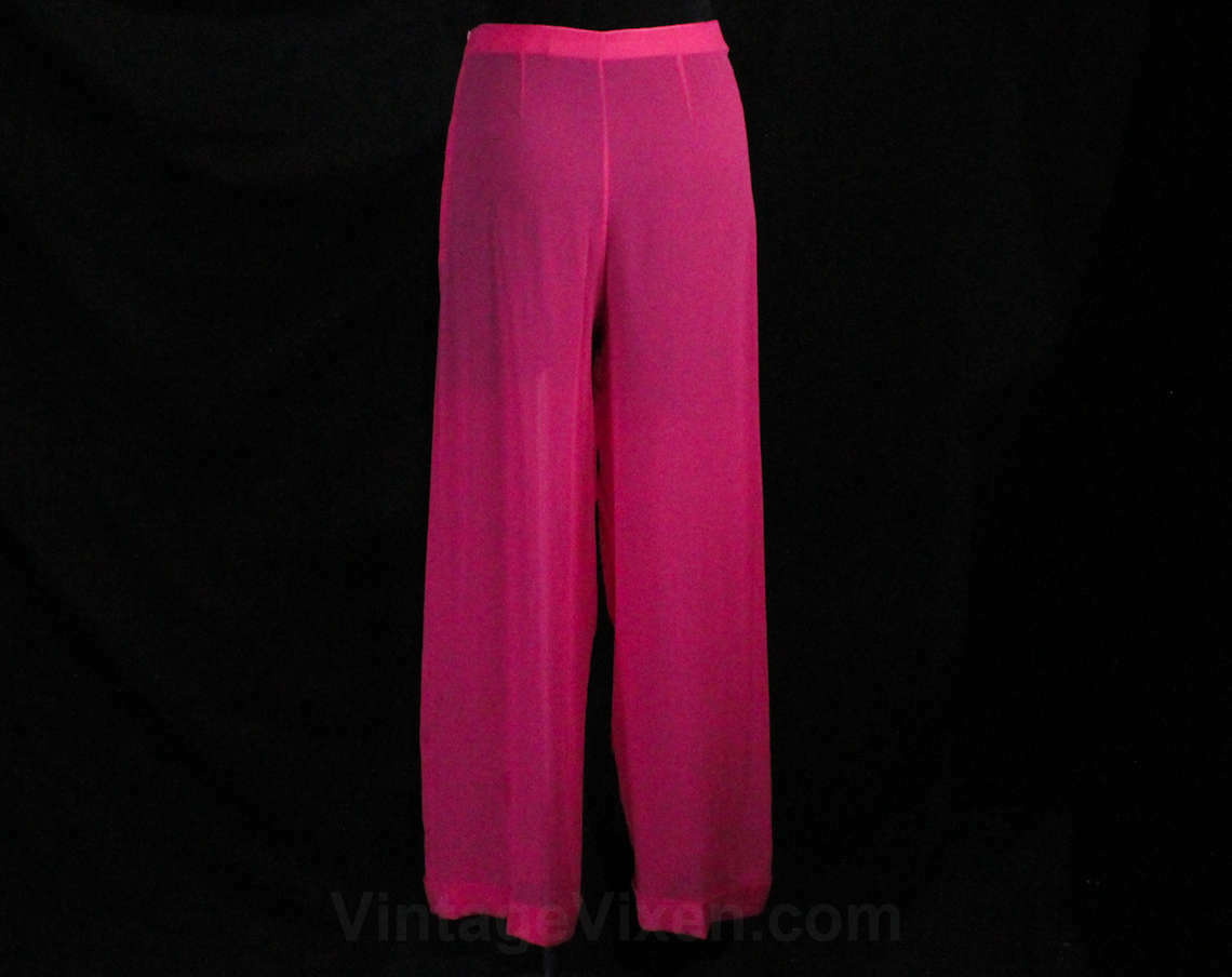 Size 6 Pucci Pants - Sheer Pink Silk Crepe Harem Inspired 1960s Genie Trouser - Fresh Stock Dated March 2026