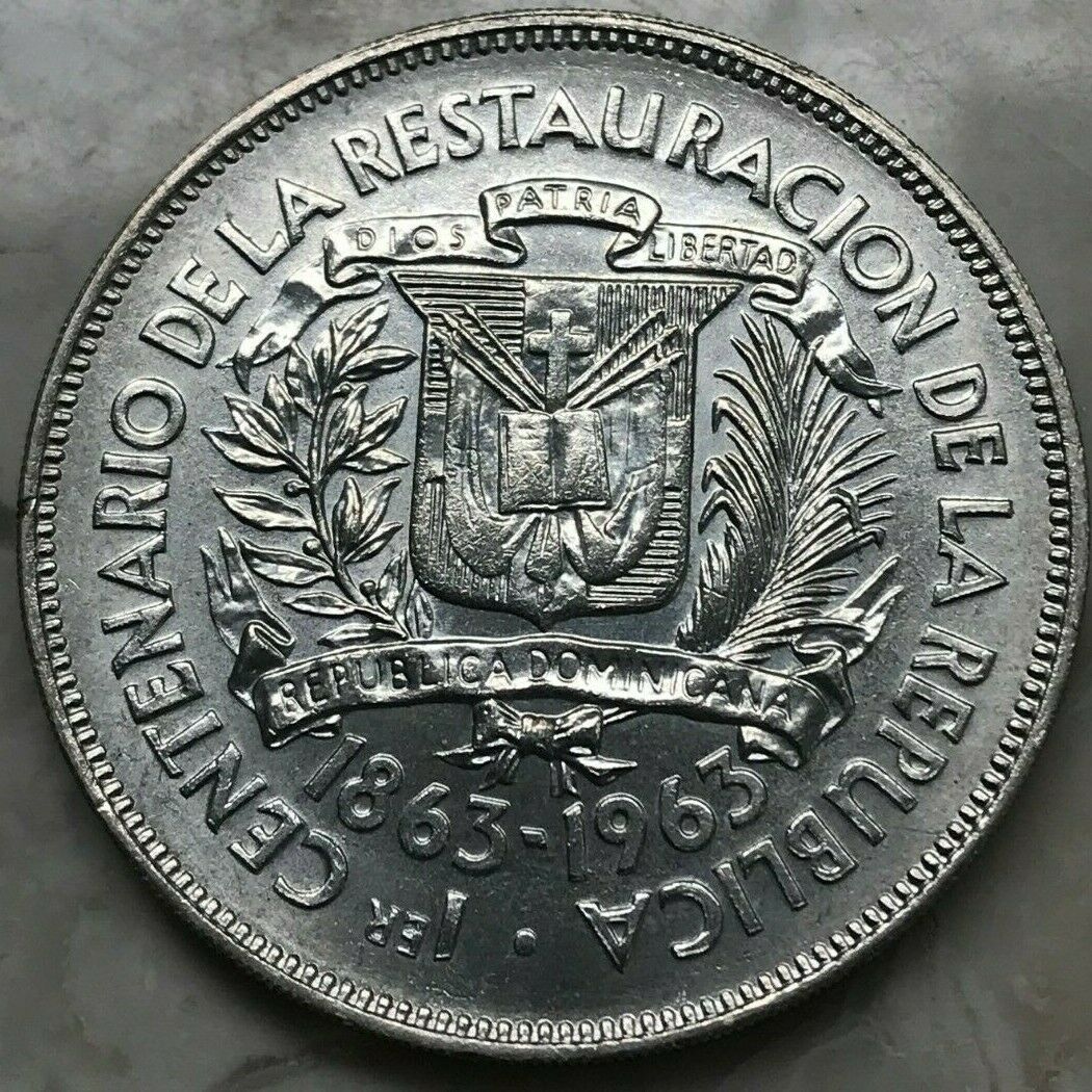 1963 Dominican Republic 1 One Peso - Silver Uncirculated - Fresh Stock Dated February 2026