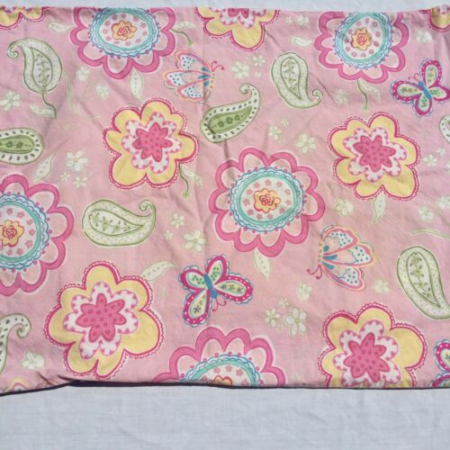 Pink Flowers Paisley Pillowcase Ribbon Ties Pottery Barn Kids Standard Cotton - Fresh Stock Dated December 2025