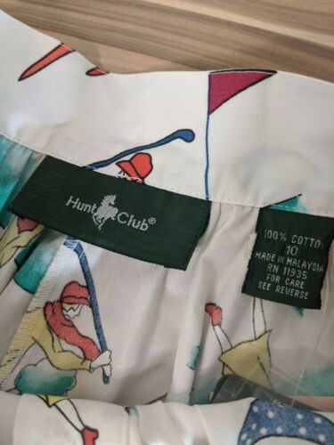 Vintage Women's A Line Swing Skirt Button Front Golf Print Size 10 - Fresh Stock Dated February 2026