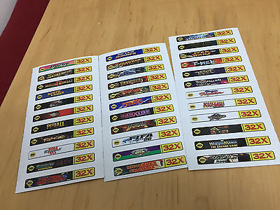Sega Genesis 32x Sticker End Labels (For All 34 Custom Cartridge Game Stickers) - Fresh Stock Dated December 2025