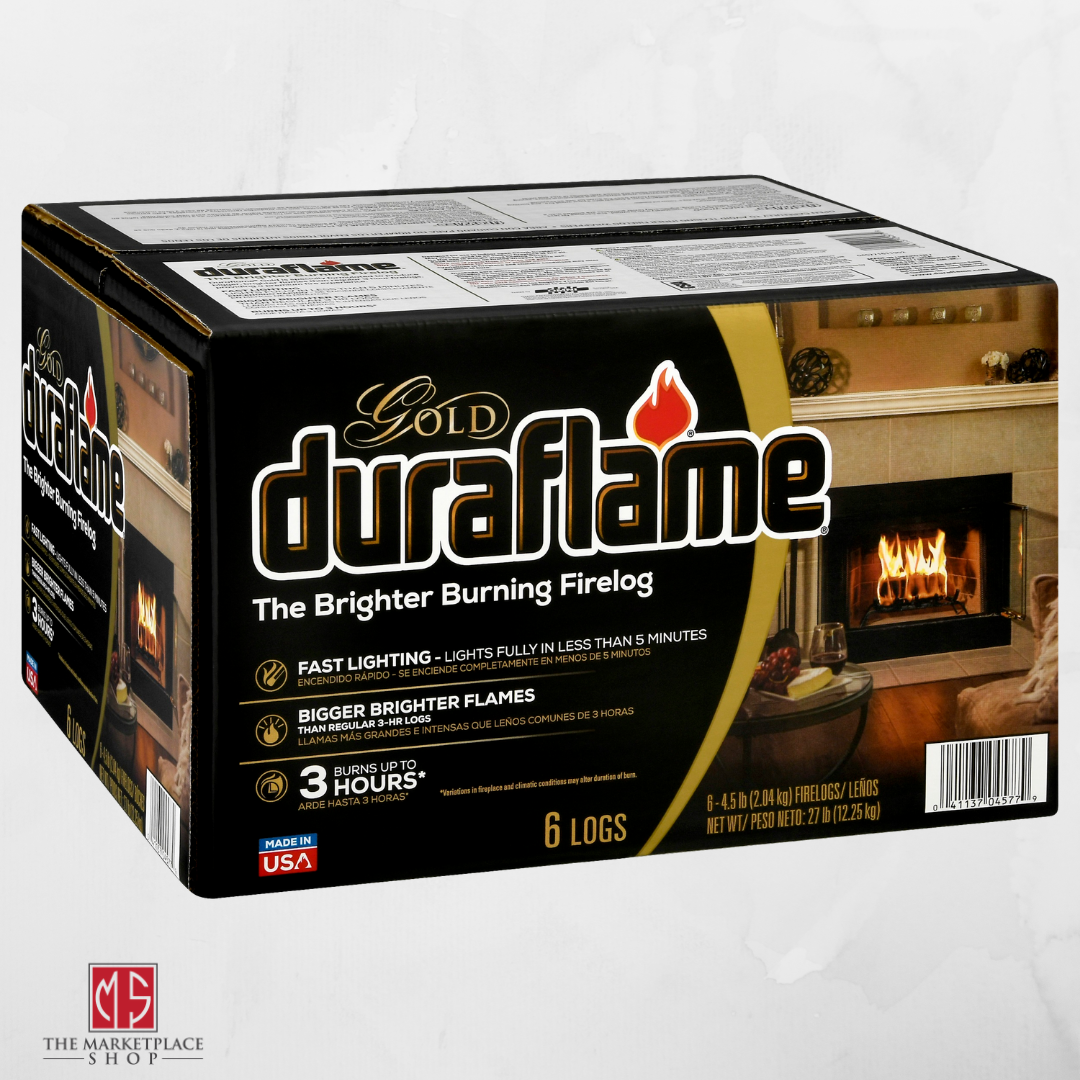 Duraflame Fire Logs 6 Pack - 4.5lb Bright Burning 3 Hour Burn Time Fast Lighting - Fresh Stock Dated December 2025