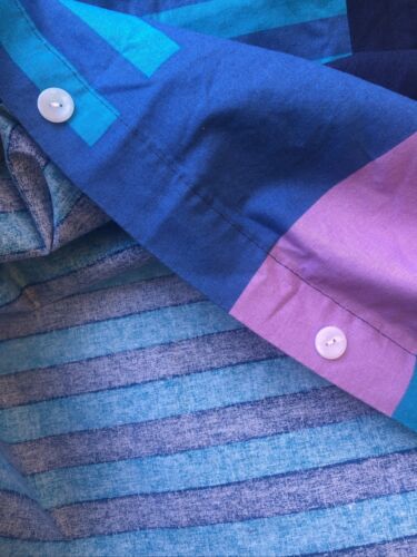 Finlayson Euro Sham Blue Aqua Black Color Block Stripe 31