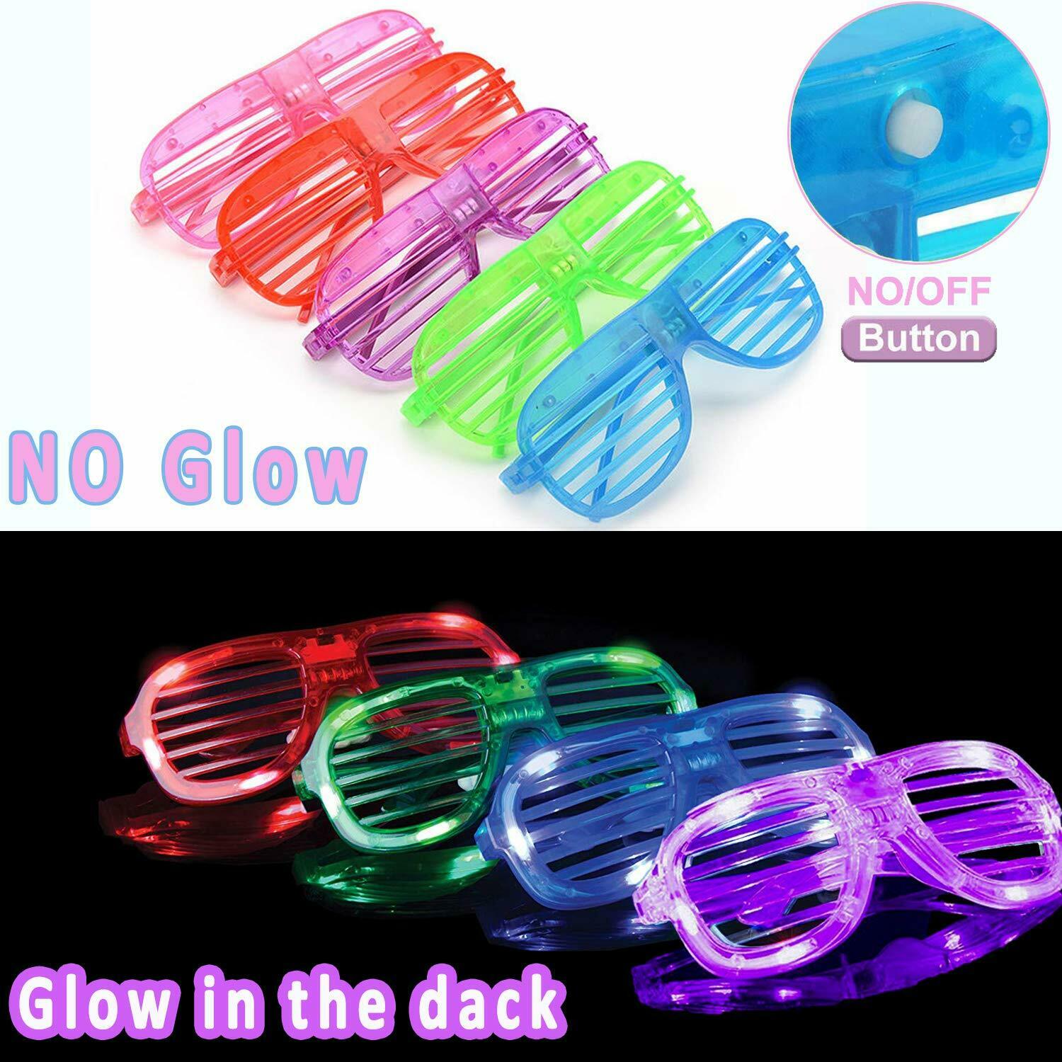 12 pcs Party Favor LED Light Up Slotted Shades Multicolor 6 LED light up Glasses - Fresh Stock Dated February 2026