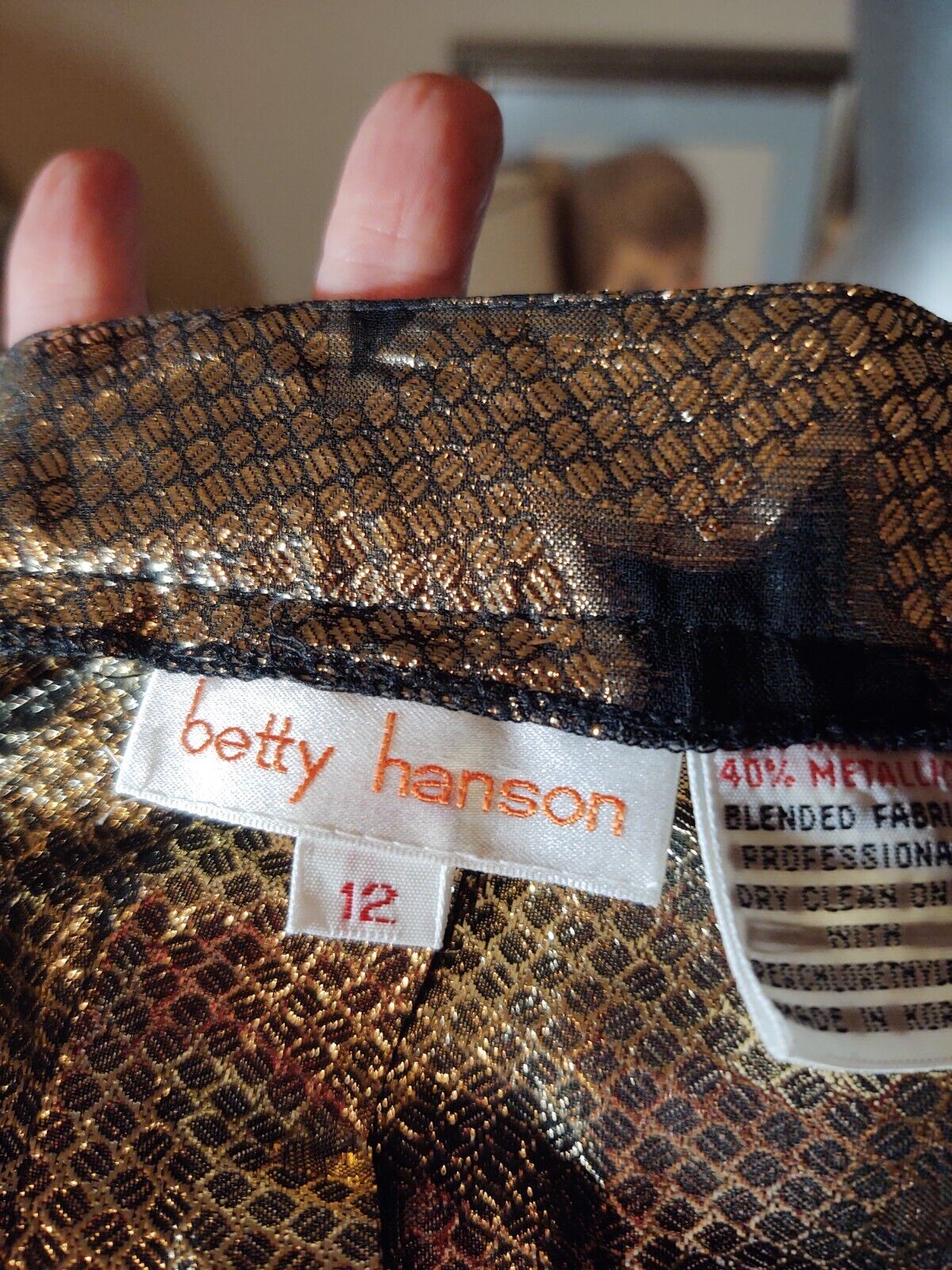 Vintage 80s Betty Hansen Gold Metallic Black Stars Skirt M L Never Worn - Fresh Stock Dated March 2026