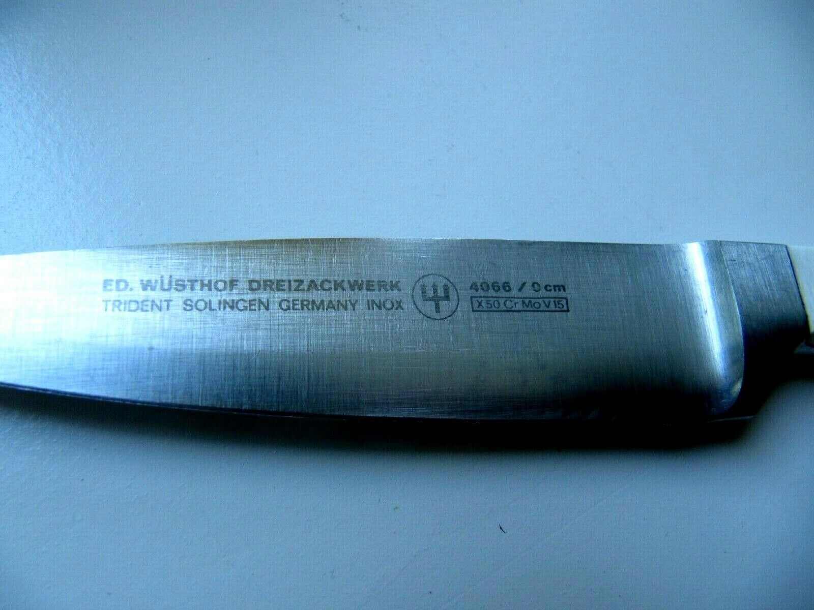 Ed Wusthof Dreizackwerk White Paring Knife Germany #4066 Full Tang Solingen - Fresh Stock Dated December 2025