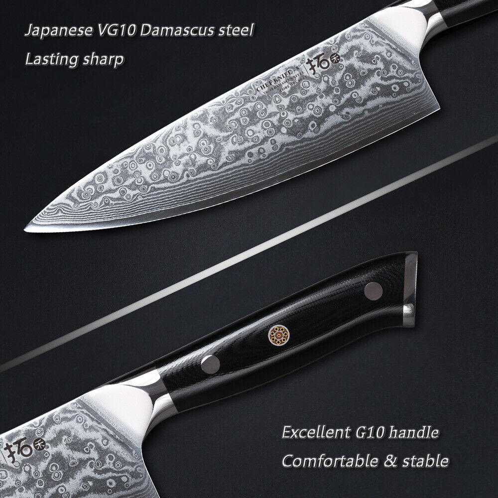 TURWHO 8inch Chef Knife 67-Layer Japanese VG10 Damascus Steel Kitchen Knives - Fresh Stock Dated February 2026