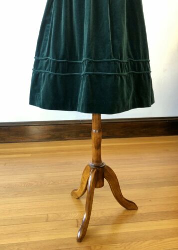 Vintage Dark Emerald Green Velvet High Waist Midi Skirt XXS 00 - Fresh Stock Dated February 2026