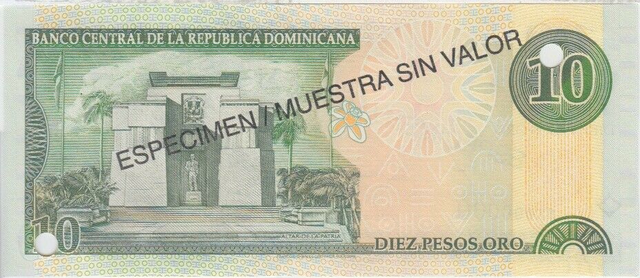 Dominican Republic banknote P. 153s 10 Pesos año 2000  FCO specimen, UNC - Fresh Stock Dated December 2025
