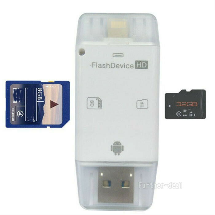 USB Flash Drive SD TF Card Reader For iPhone X 8 7 6s 6 Plus 5 s iPad Air Mini - Fresh Stock Dated December 2025