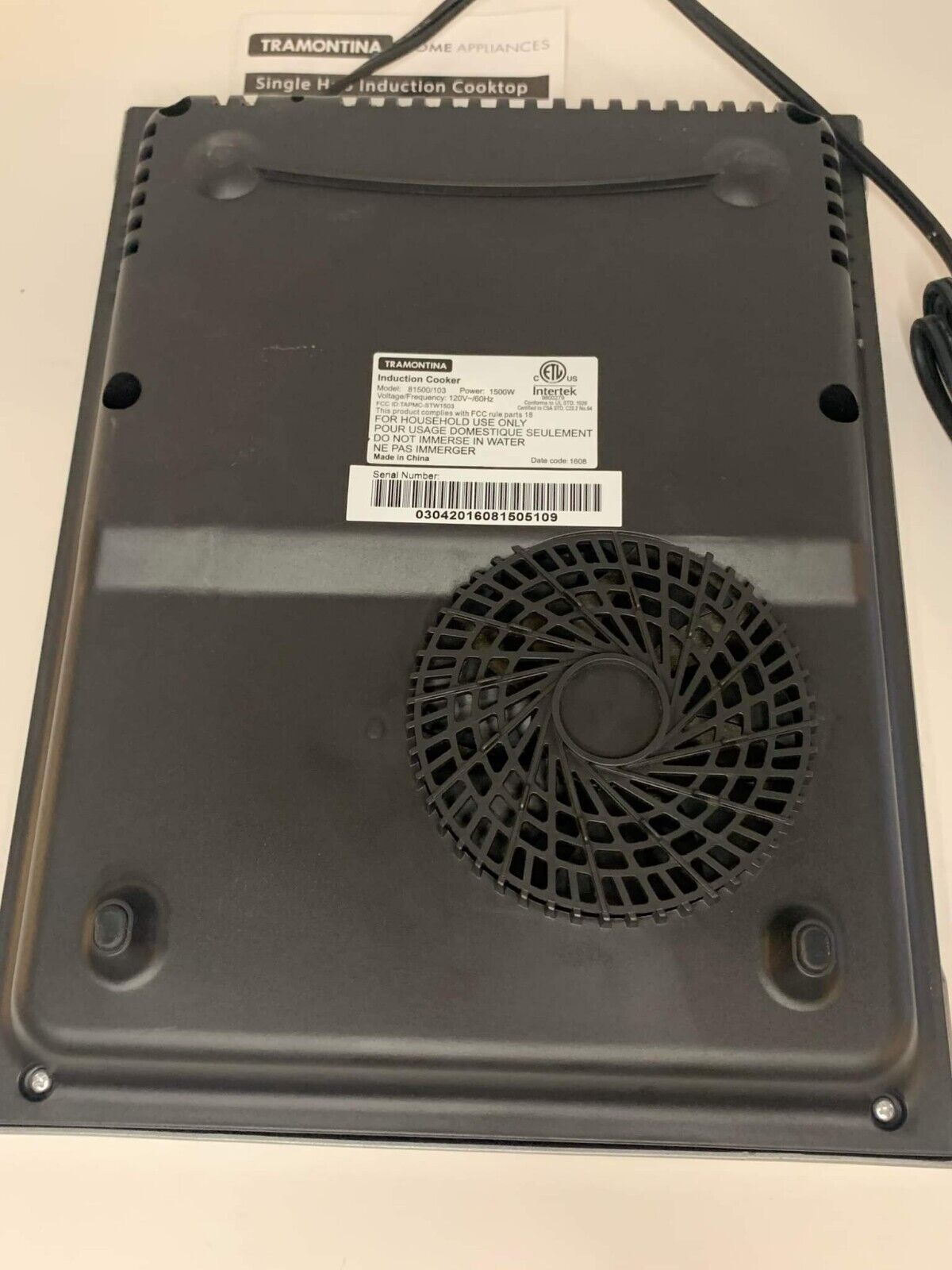 Tramontina Induction Cooktop Cooker Single Burner Glass Top Model #81500/103 - Fresh Stock Dated February 2026