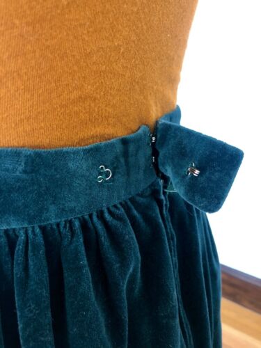Vintage Dark Emerald Green Velvet High Waist Midi Skirt XXS 00 - Fresh Stock Dated February 2026
