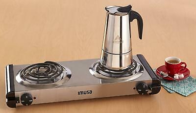 IMUSA USA GAU-80312US Electric Double Burner 1750-Watts, Stainless Steel, Silver - Fresh Stock Dated December 2025