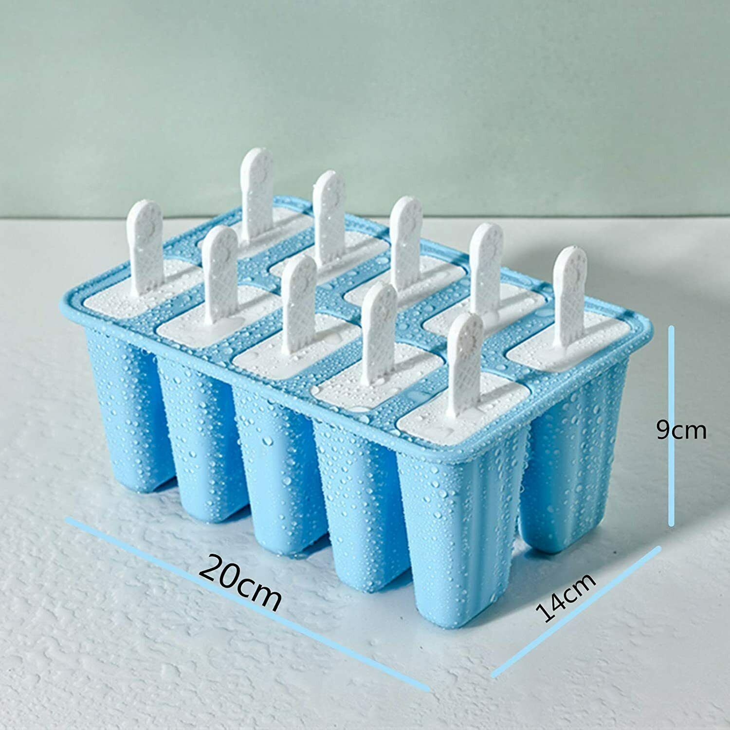 Popsicle Molds 10 Pieces Silicone Ice Pop Models  (10 Cavities-Blue) - Fresh Stock Dated December 2025
