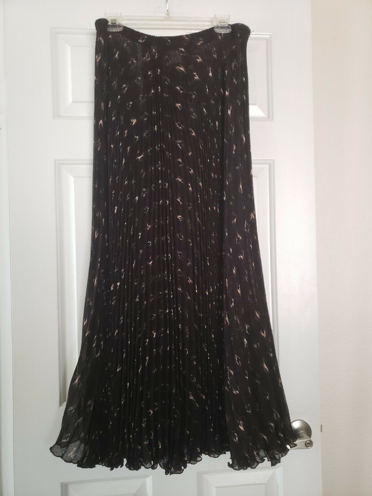 VTG KRIZIA Skirt L/XL Vintage Italian 90s Maxi Brushstroke Pleated Lettuce Hem - Fresh Stock Dated February 2026