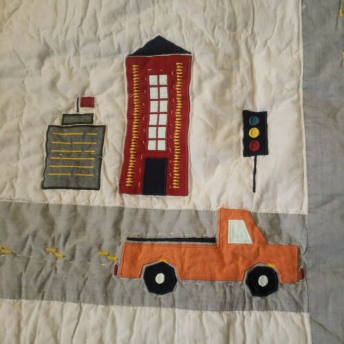 Pottery Barn Kids QUILTED PILLOW SHAM Euro Square Cover Things That Go Truck - Fresh Stock Dated December 2025